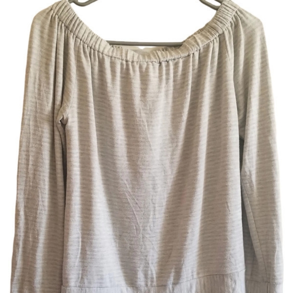 COPY - Elan womens lace up gray long sleeve striped pullover sweatshirt size S - Picture 2 of 6